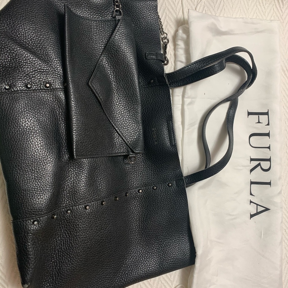 Furla Elle Rock Studded Medium Leather Tote